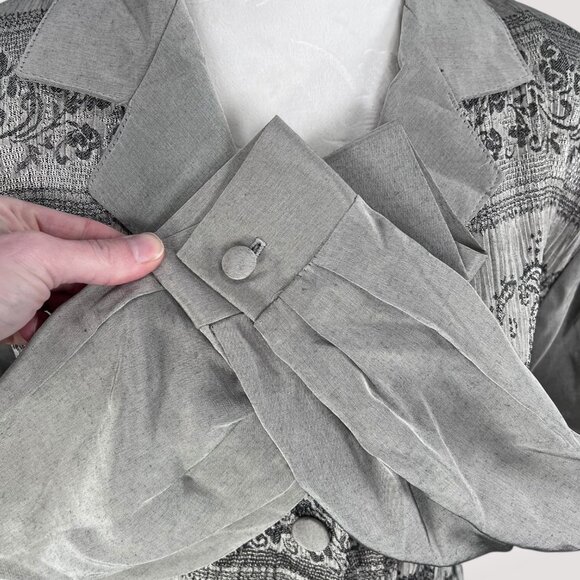 Vintage Long Sleeve Shirt Attached Vest Gray Size Medium - Picture 6 of 9